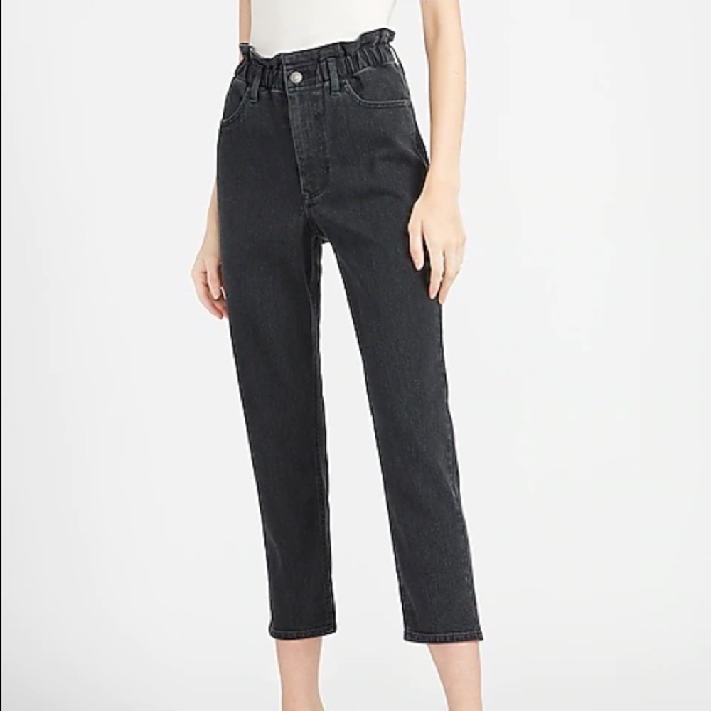 Express Super High Waist Mom Jeans, Black, Sz 2